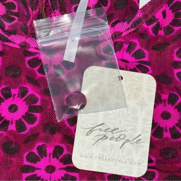 Free People Briella Midi Dress Fuchsia Combo Size L - Picture 5 of 14